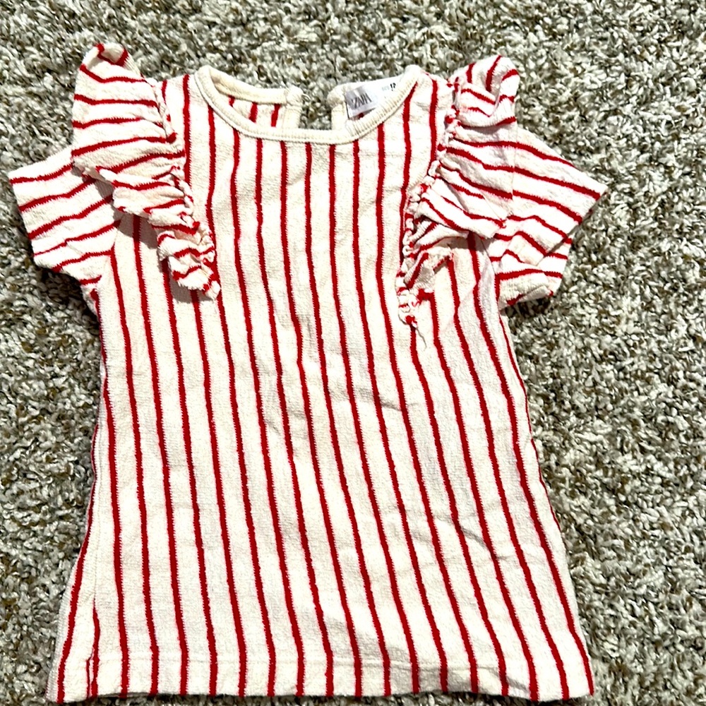 Baby Zara short sleeve ruffle stripe top